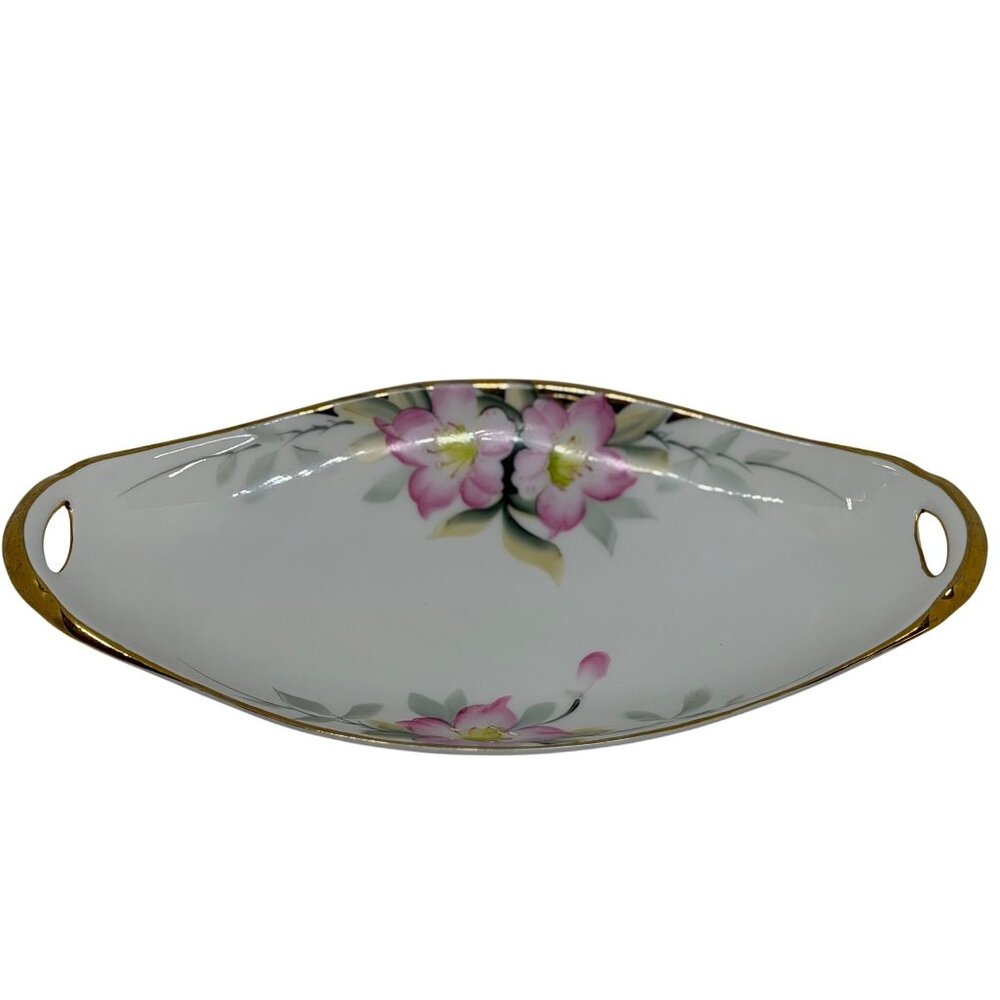 VTG Noritake‎ Azalea Hand-Painted Oval Serving Dish 12" Pink Floral Japan 19322